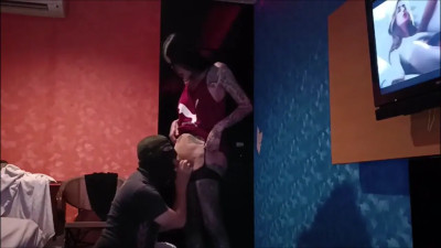 TS with black long hair fucking a man hard