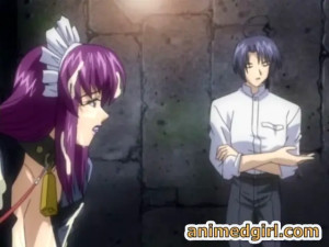 Shemale hentai maid with super huge boobs gets sucking