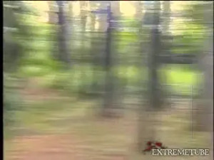 Naked longhaired beauty for a ramming in a forest