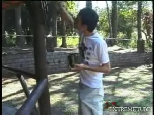 Outdoor ramming with a blond Tgirl