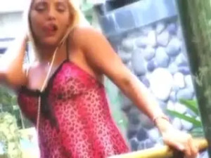 Tempting blonde Tgirl in pink