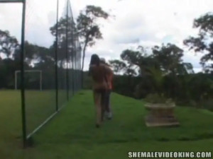 Leggy TS drills a chap on the grass