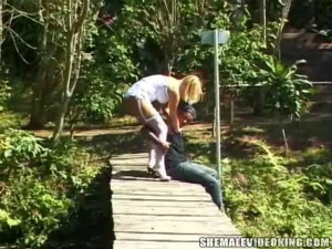 Outdoor sex with a leggy vamp