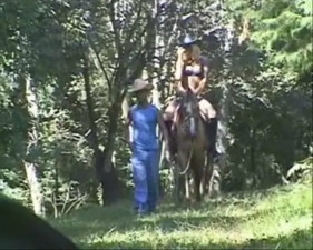 Blond shemale fucked by two black guys
