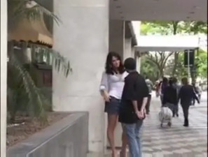 Brunette trans stuffs a guy like crazy!