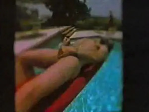 Vintage poolside threesome with a TS
