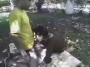 Amateur ladyboy ramming outdoor