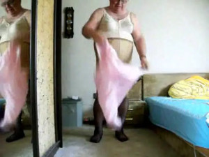 Fat Mature Crossdresser Solo