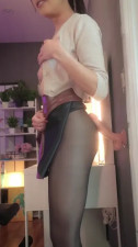 Cute Trans Teen Passionately fucking Dildo while Leaking Cum