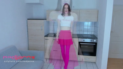 sexy skinny mistress in pink lingerie with big dick cumshot in your face