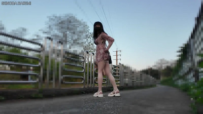 HA35Exposes big tits in lace underwear outdoors and masturbates with a vibrator in her anal