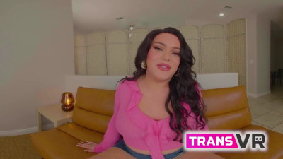 TRANSVR - Tgirl with big tits and huge ass masturbates in POV