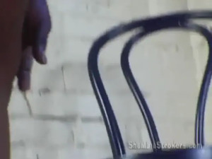 super juggs ebony tgirl is rubbing her big dick