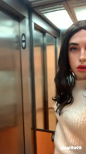 Amateur TGIRL slut fucks dildo in public