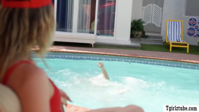 Hot and gorgeous Tgirl lifeguard gets barebacked