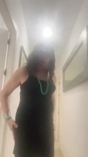 Daniela Monroe TV, Spanish trans posing sexy in a black dress, cums in the hallway, anal