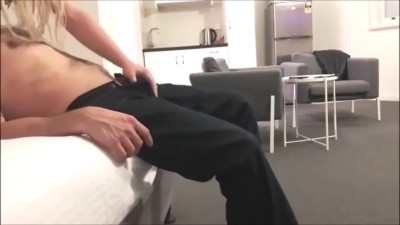 TS domina throat fucking a dude