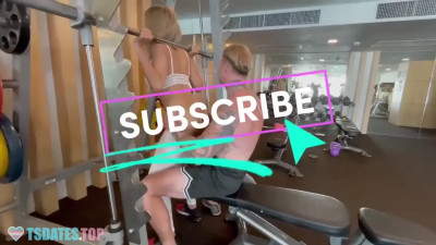 Sexy Asian Ladyboy gets fucked and fucks big dick muscle guy at the gym