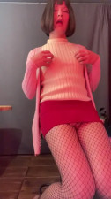 Ejaculation through net tights