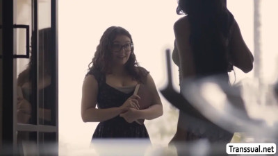 Skinny TS licks and fucks friends fat pussy so hard