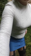 Mature tranny holly wanking her girl cock and cumming in the woods