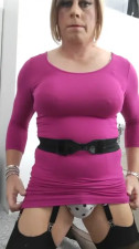 Mature tranny Holly riding a dildo and cums