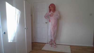 Stripping nude in pink panties