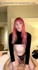 hard cock red head stays hard while riding