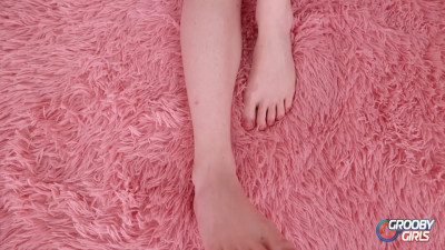 GROOBYGIRLS - Cute Tgirl with pink lingerie masturbates her ass