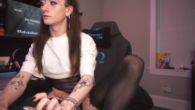 Hung trap edging cock & cum show 🍆💦💦💗