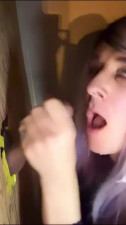 Sissy sucks gloryhole cock