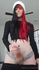 gorgeous thin femboy reveal stroke and cum