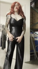 Ginger Sissy Slut black Satin Cum 38G