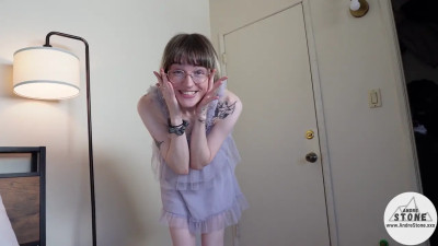 Petite TS Cutie Claire Gemini Shows Off Haircut with Blowjob
