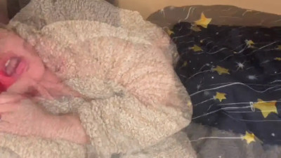 Sweet Teen Femboy Vaping and Cumming Before Bed Time