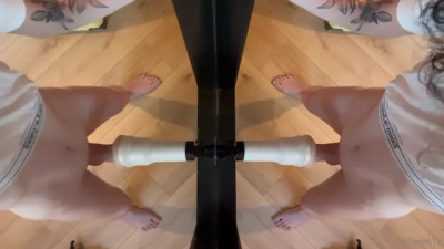 cute femboy fucks flesh light into mirror