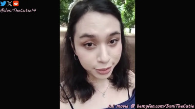 Sexy pinay tranny DaniTheCutie flashes her tits in public and her ass inside the restroom