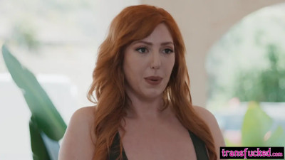 Big tits redhead MILF Lauren Phillips surprised widowed shemale neighbor