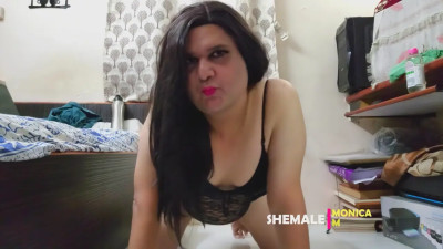 tranny monica m masturbates watching porn