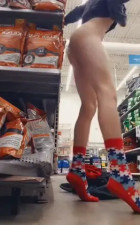 In the supermarket with dildo