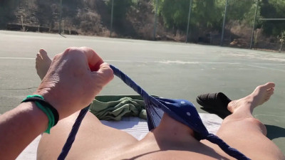 A Slutty Tease is what Blondelegs69 becomes getting some sun…