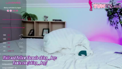 petite femboy with sexy feet legs strokes cock on webcam