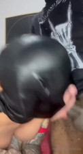 Masked shemale in cage enjoys deepthroat from bbc