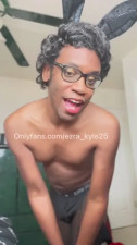 Black Femboy Ezra_Kyle25 in Halloween bunny stocking pt 1