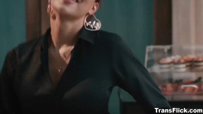 Emma Rose and Leana Lovings steamy fuck sesh in the empty cafe