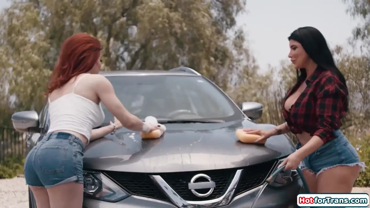 Watch Tgirl Ariel Demure got hard from carwash Shemale Porn Videos | TranSexBig.