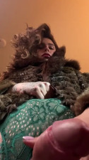 Tgirl in fur coat cum