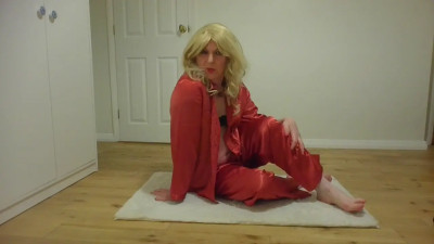 Slipping out of my red silk pyjamas for you