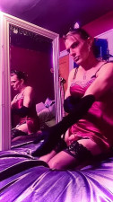 Tranny in pink satin