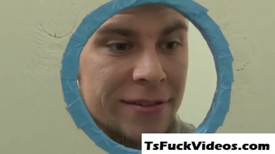 Tgirl gets her ass licked and pounded